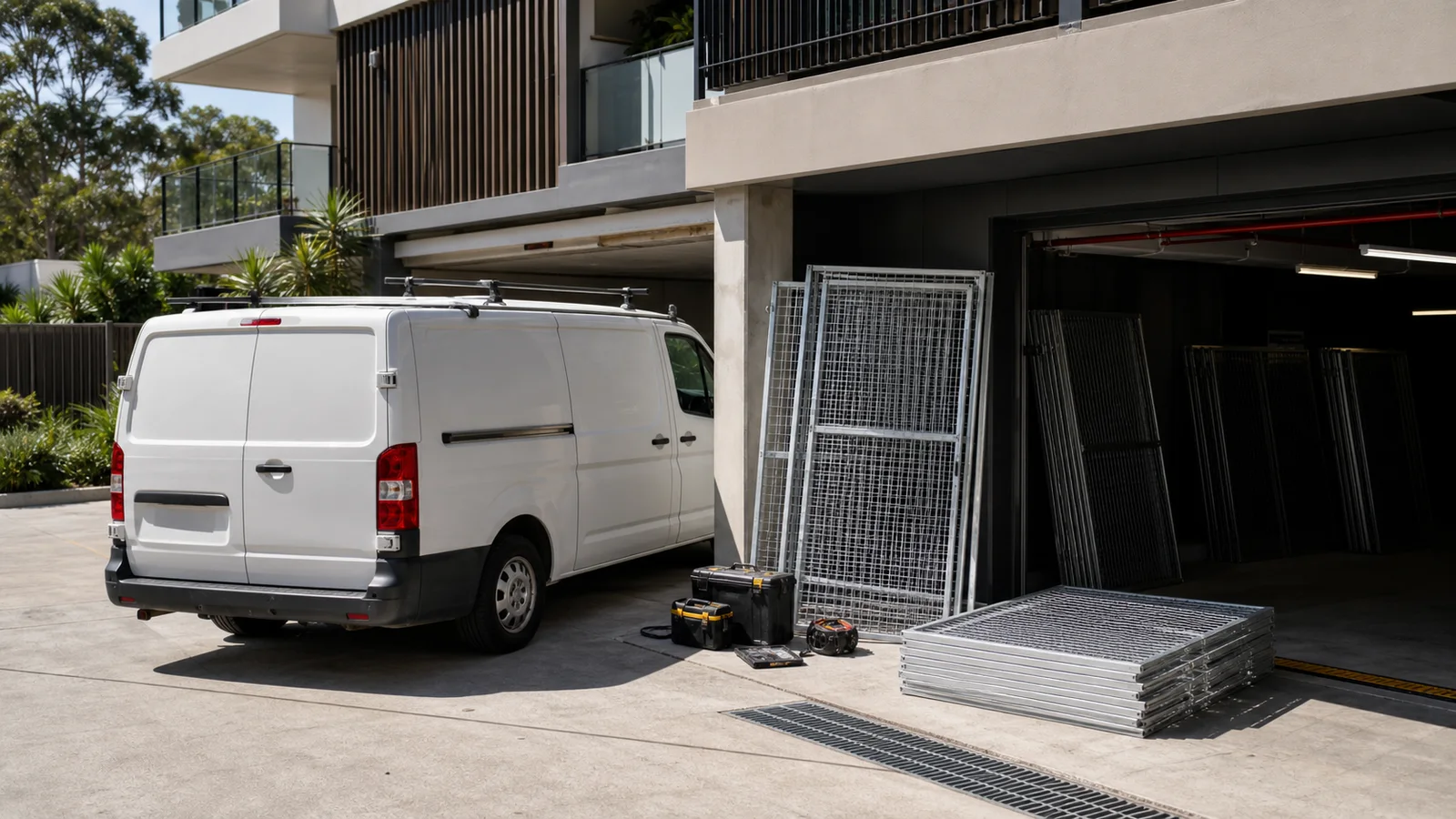 Storage cage panels ready for Brisbane property work