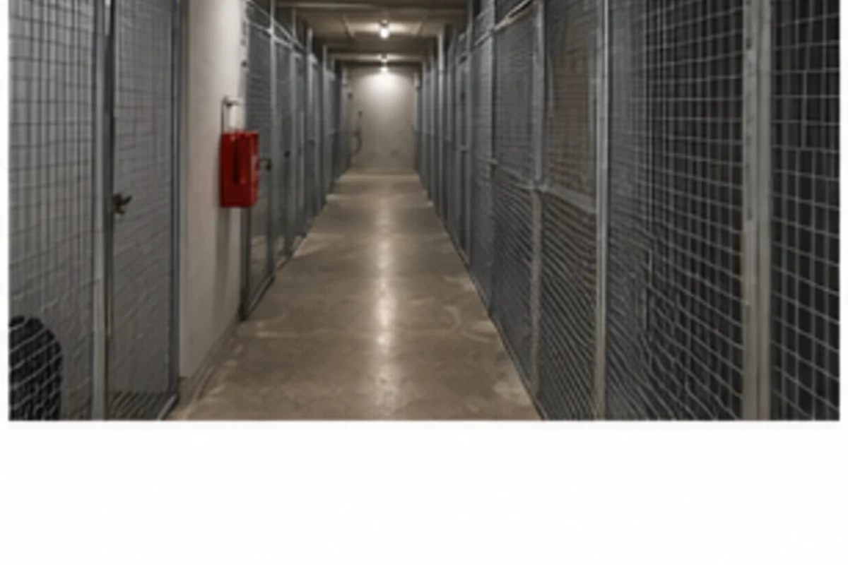 Bike and box storage inside a lockable mesh storage cage